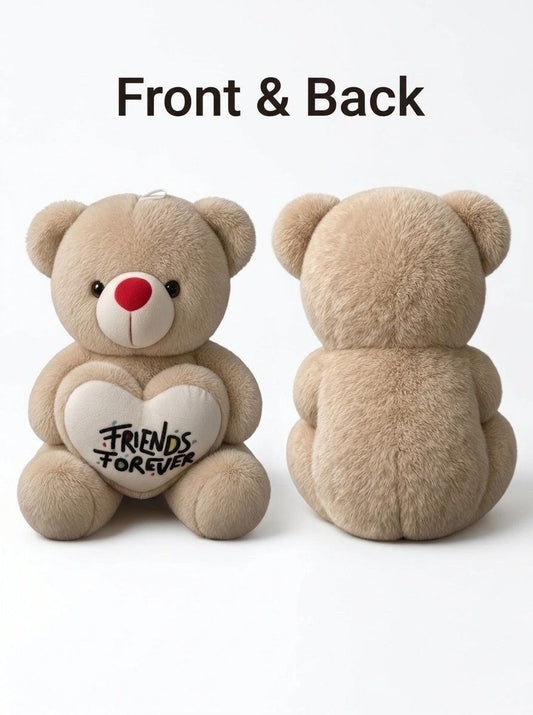 Premium Light Brown Stuffed Teddy Bear with "Friends Forever" Heart | Soft & Cuddly Plush Toy (36 cm)