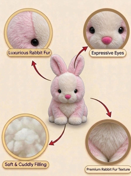 Premium Pink & White Fluffy Bunny Stuffed Toy with Long Ears & Cute Nose | Super Soft Cuddle Plush Animal