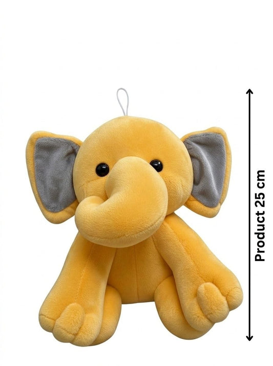 Premium Yellow & Grey Elephant Stuffed Toy with Soft E.F. Fabric & Cute Expressive Eyes | Huggable Plush Animal