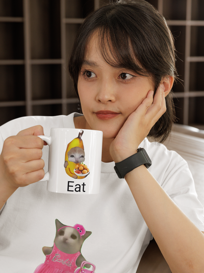 Banana Cat "Eat Sleep" Dual-Side Ceramic Mug
