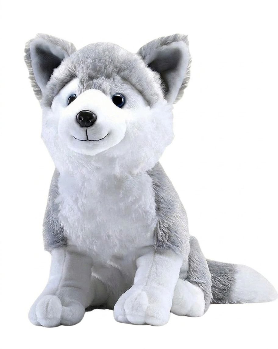 Premium Siberian Husky Stuffed Toy with Fluffy Tail & Realistic Ears | Soft Plush Toy (32 cm)