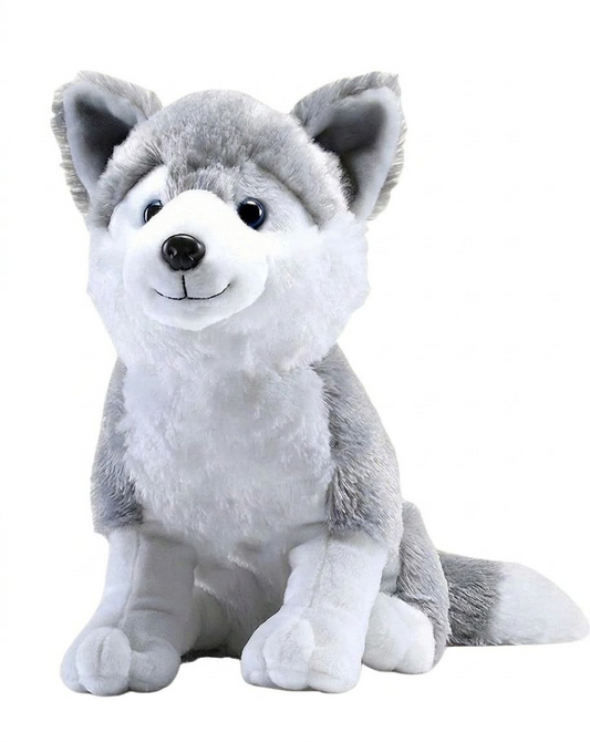 Premium Siberian Husky Stuffed Toy with Fluffy Tail & Realistic Ears | Soft Plush Toy (32 cm)