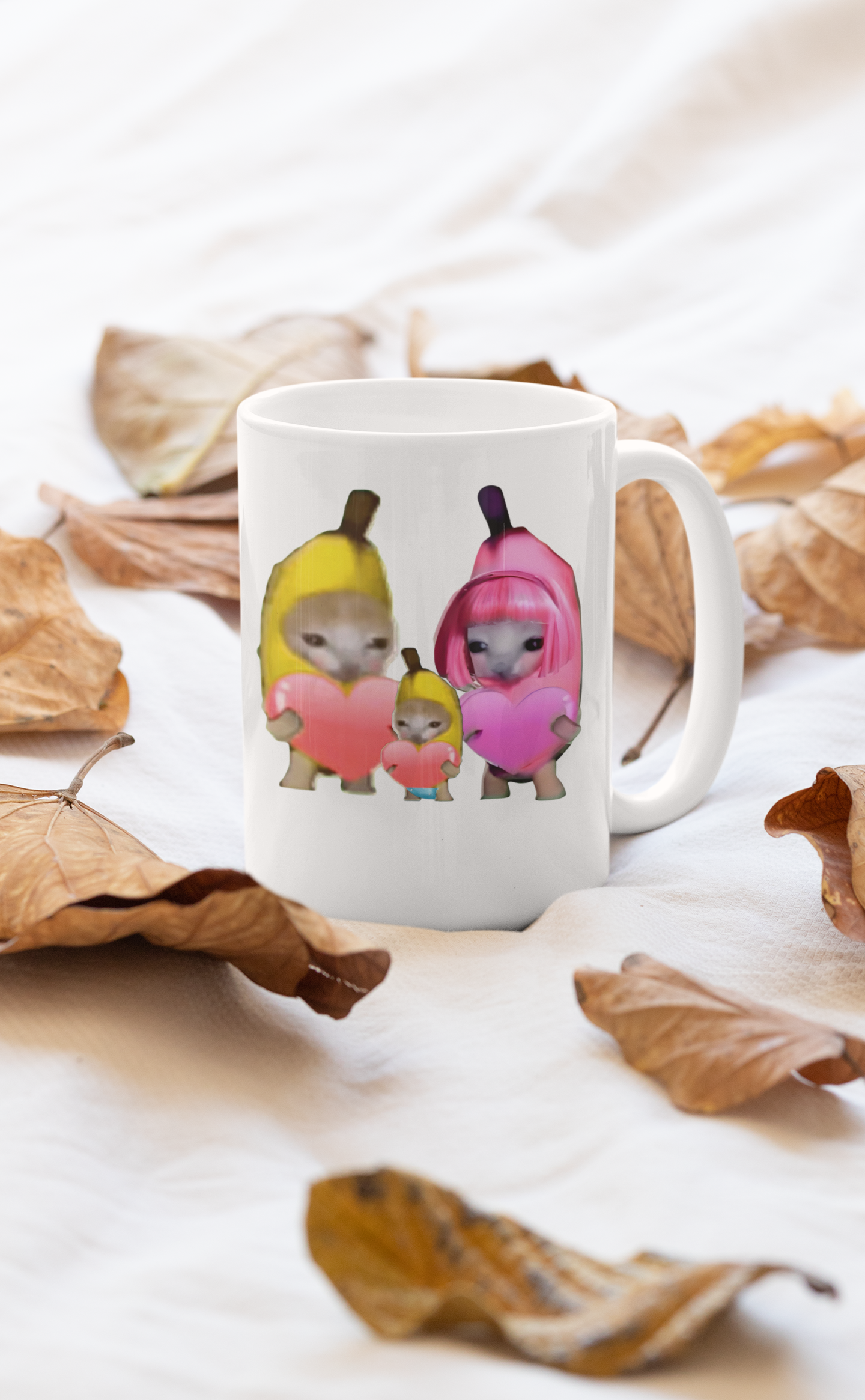 Cute Banana & Happy Cat Aesthetic Mug