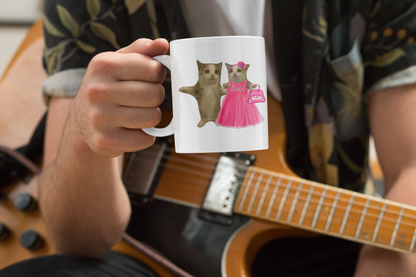 Cute Banana & Happy Cat Aesthetic Mug