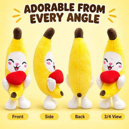 Crybananacat Official Adorable Banana Cat Plush Toy | Ultra-Soft Huggable Stuffed Animal with Cute Heart Design