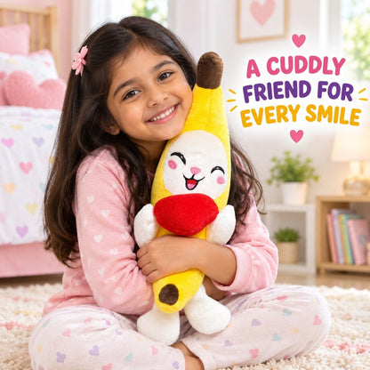 Crybananacat Official Adorable Banana Cat Plush Toy | Ultra-Soft Huggable Stuffed Animal with Cute Heart Design