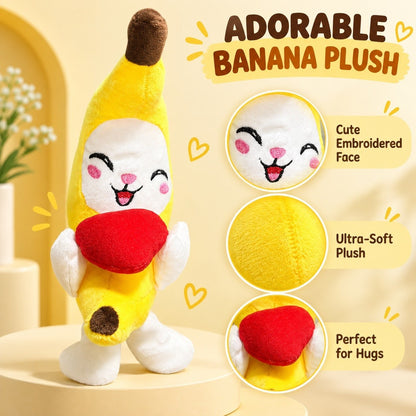 Crybananacat Official Adorable Banana Cat Plush Toy | Ultra-Soft Huggable Stuffed Animal with Cute Heart Design