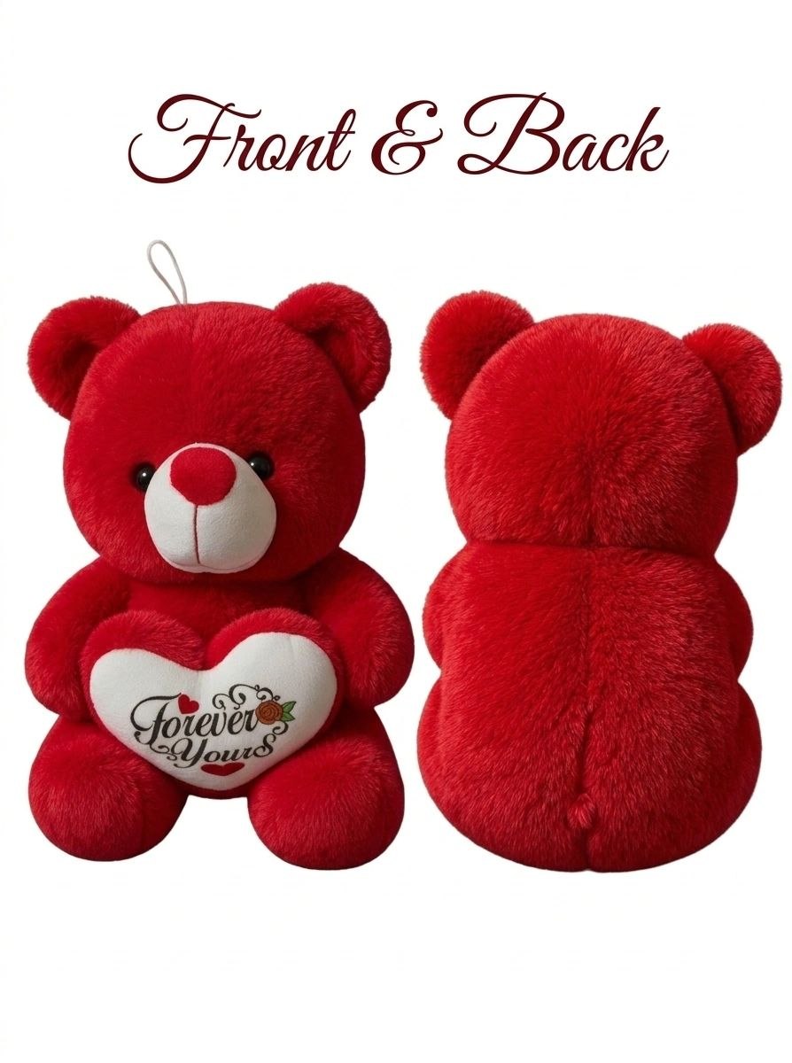 Premium Red Stuffed Teddy Bear with "Forever Yours" Heart | Soft & Cuddly Plush Toy for Gifting (36 cm)