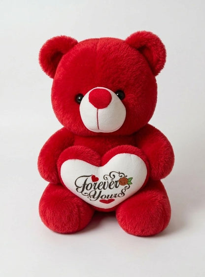 Premium Red Stuffed Teddy Bear with "Forever Yours" Heart | Soft & Cuddly Plush Toy for Gifting (36 cm)