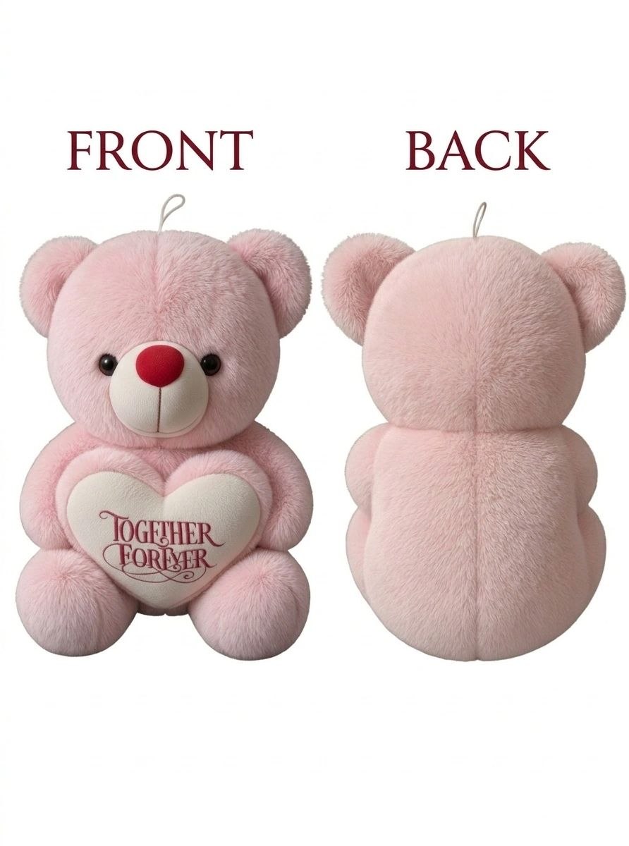 Premium Pink Stuffed Teddy Bear with "Together Forever" Heart | Soft & Cuddly Plush Toy for Gifting (36 cm)