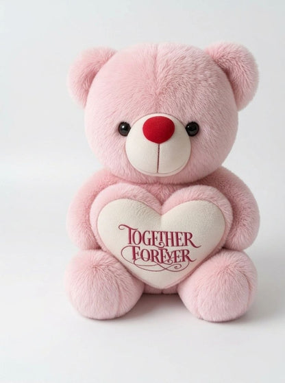 Premium Pink Stuffed Teddy Bear with "Together Forever" Heart | Soft & Cuddly Plush Toy for Gifting (36 cm)