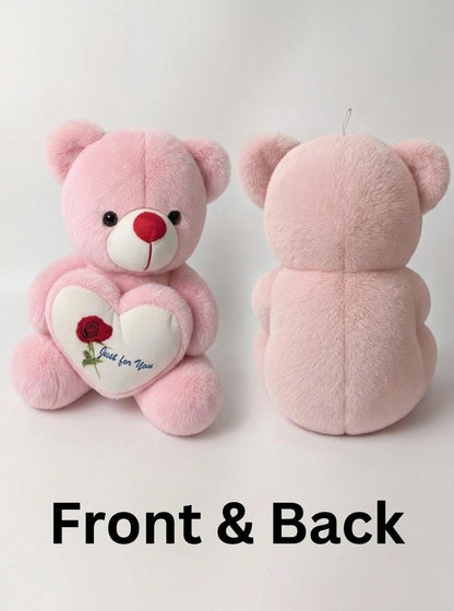 Premium Pink Stuffed Teddy Bear with "Just for You" Rose Heart | Soft & Cuddly Plush Toy for Gifting (36 cm)