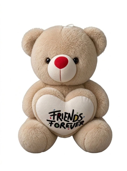 Premium Light Brown Stuffed Teddy Bear with "Friends Forever" Heart | Soft & Cuddly Plush Toy (36 cm)
