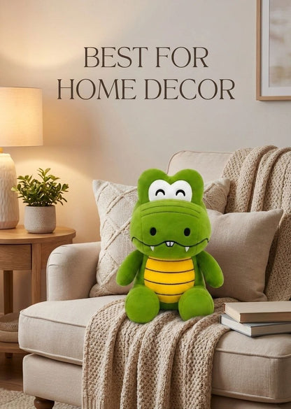 Adorable Green Crocodile Stuffed Toy with Striped Belly & Soft Spikes | Huggable Plush Toy
