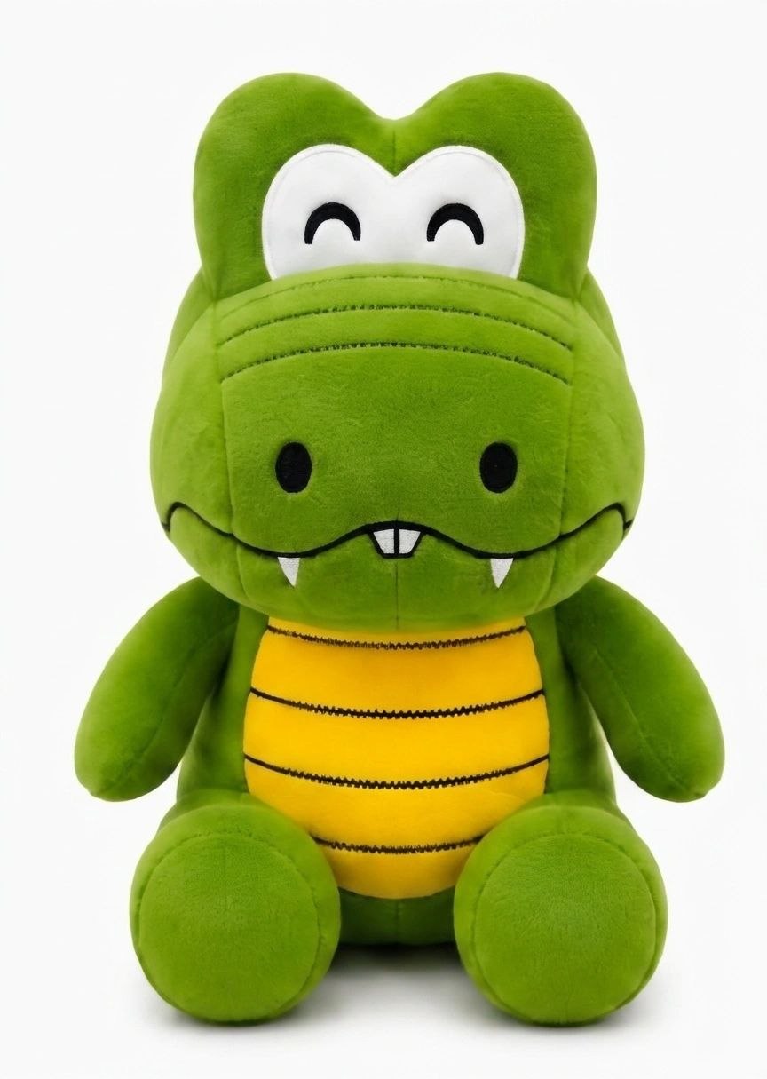 Adorable Green Crocodile Stuffed Toy with Striped Belly & Soft Spikes | Huggable Plush Toy