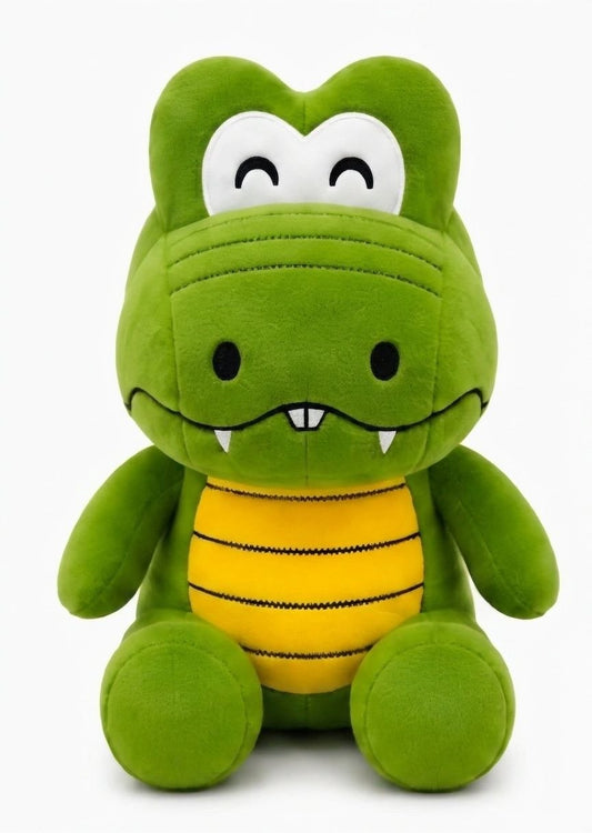 Adorable Green Crocodile Stuffed Toy with Striped Belly & Soft Spikes | Huggable Plush Toy