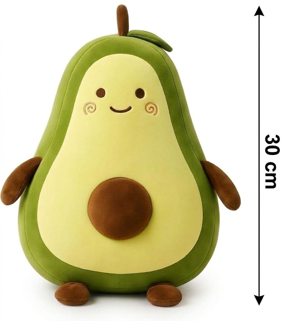 Adorable Avocado Stuffed Toy with Cute Face & Big Seed | Soft Cuddle & Fruit Plush Pillow