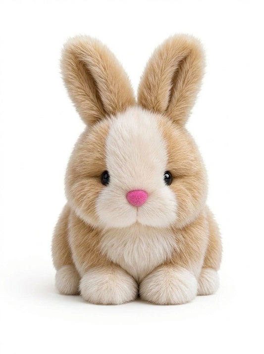 Premium Beige & White Fluffy Bunny Stuffed Toy with Long Ears & Pink Nose | Super Soft Cuddle Plush Animal