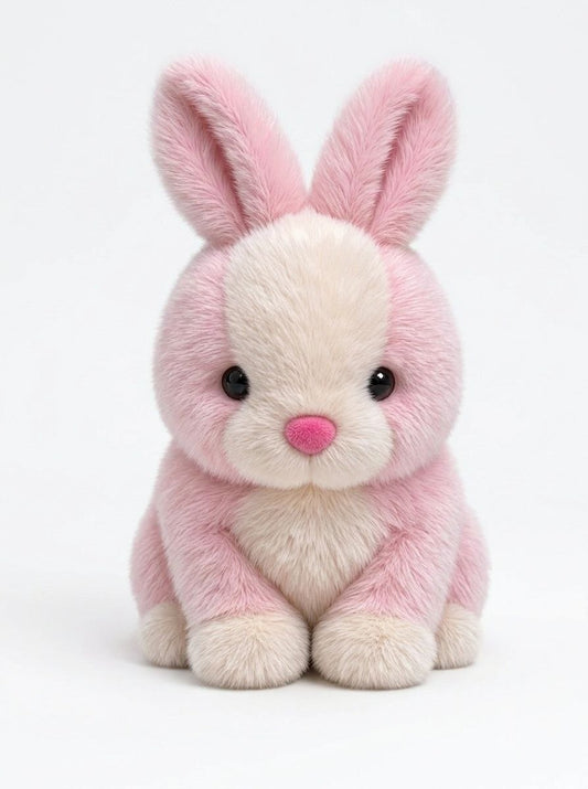 Premium Pink & White Fluffy Bunny Stuffed Toy with Long Ears & Cute Nose | Super Soft Cuddle Plush Animal