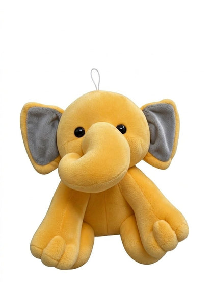 Premium Yellow & Grey Elephant Stuffed Toy with Soft E.F. Fabric & Cute Expressive Eyes | Huggable Plush Animal