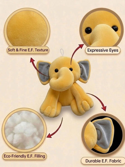 Premium Yellow & Grey Elephant Stuffed Toy with Soft E.F. Fabric & Cute Expressive Eyes | Huggable Plush Animal
