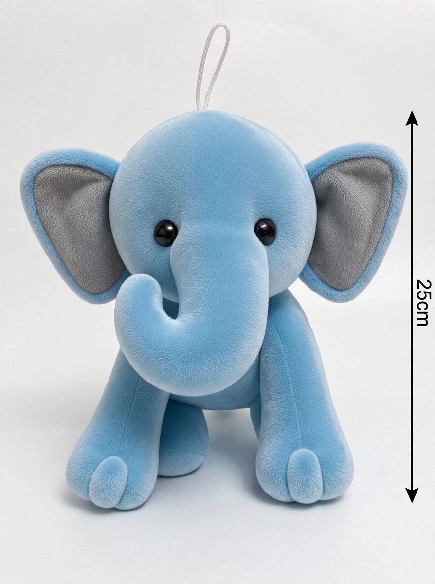 Premium Sky Blue & Grey Elephant Stuffed Toy with Soft E.F. Fabric & Cute Expressive Eyes | Huggable Plush Animal