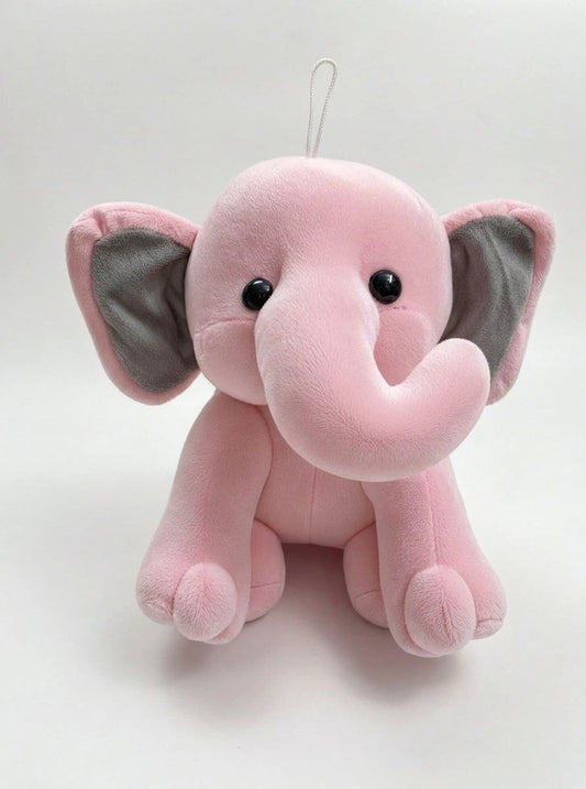 Premium Baby Pink & Grey Elephant Stuffed Toy with Soft E.F. Fabric & Cute Expressive Eyes | Huggable Plush Animal