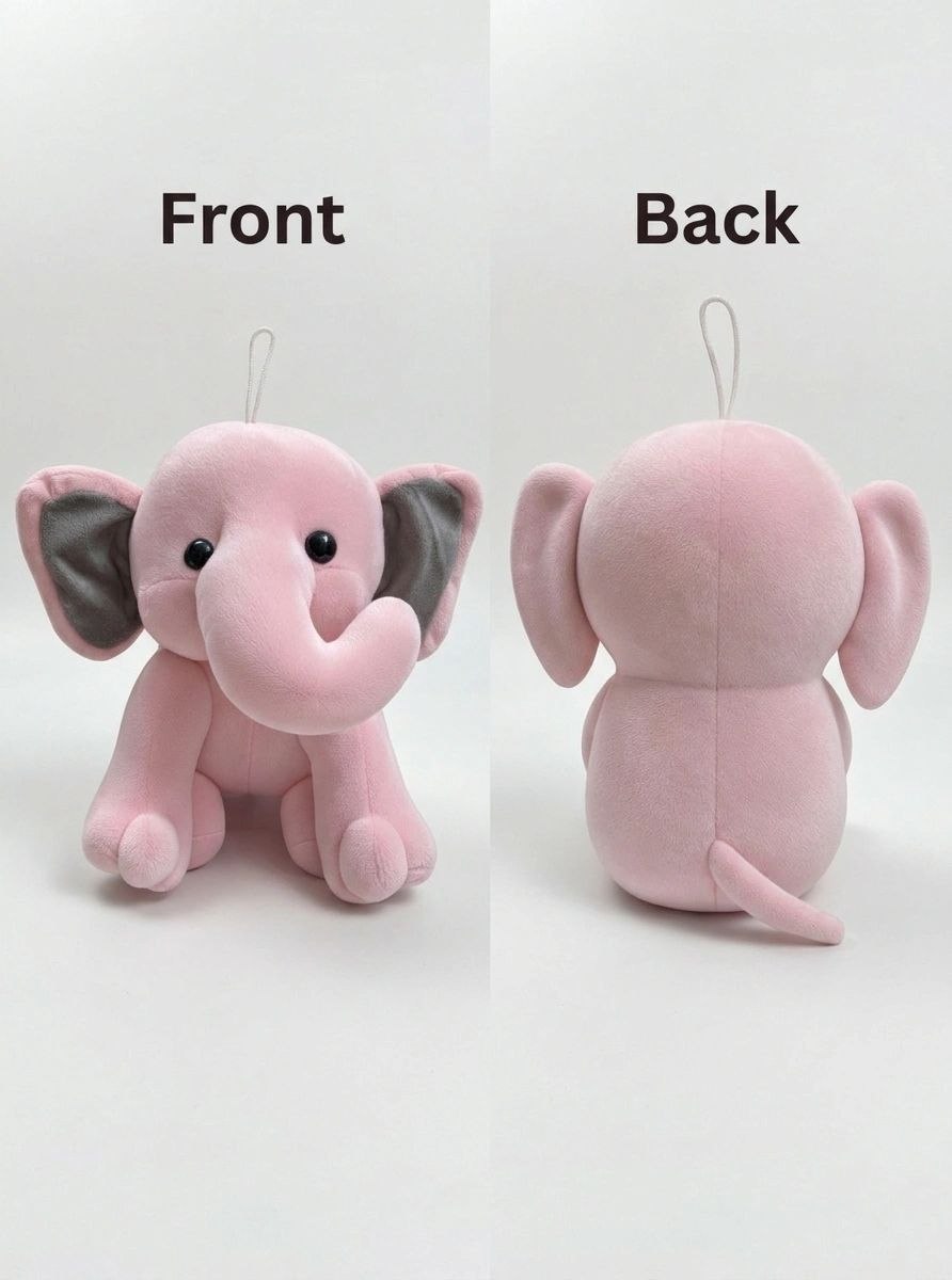 Premium Baby Pink & Grey Elephant Stuffed Toy with Soft E.F. Fabric & Cute Expressive Eyes | Huggable Plush Animal