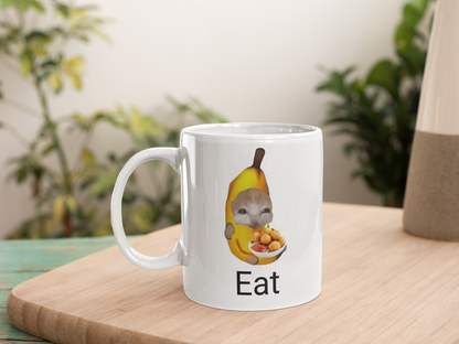 Banana Cat "Eat Sleep" Dual-Side Ceramic Mug
